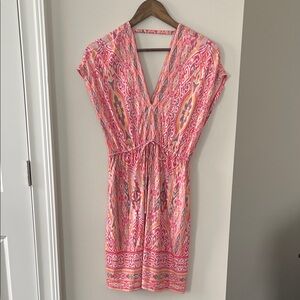 Hale Bob Pink and Orange Mini Dress